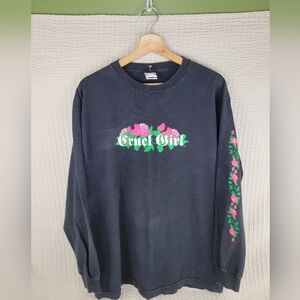 Cruel Girl Floral Graphic Long Sleeve T-Shirt Womens XL‎